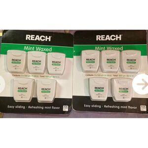 REACH Mint Waxed Dental Floss Pack of 10‎ Easy Sliding Refreshing Flavor